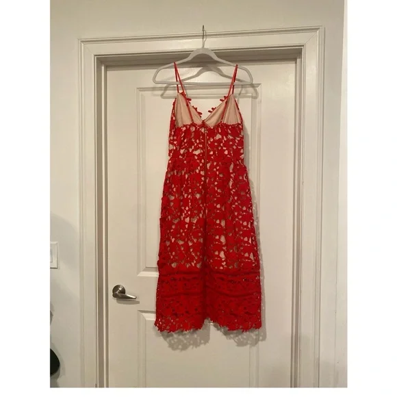 Elegant Red Lace Midi Dress